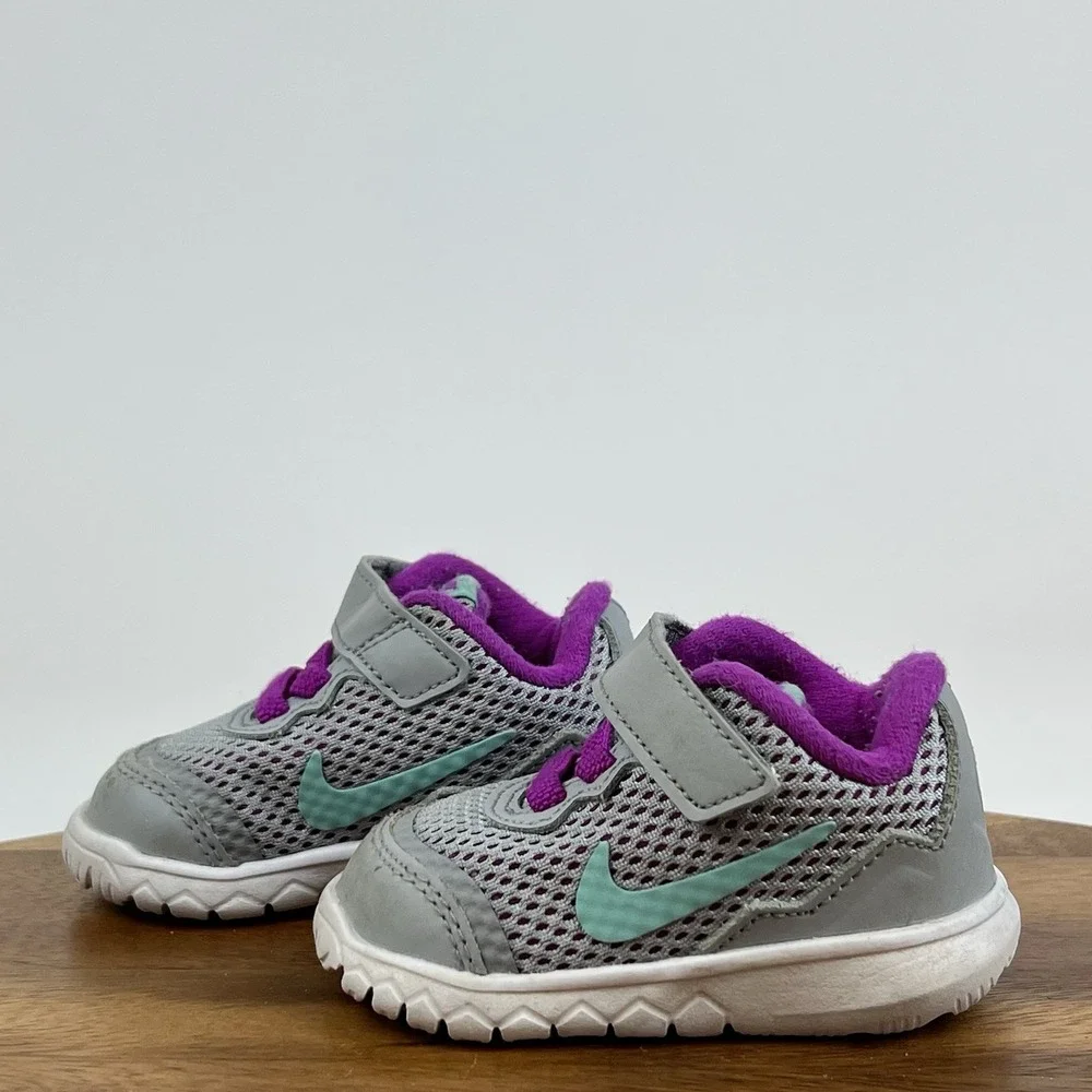 Baby Girls Nike Flex Experience 4 Gray Athletic Slip On Sneakers Shoes‎ Size 2 C